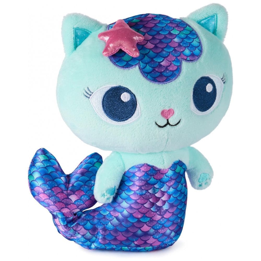 Gabby`s Dollhouse: Pelúcia Premium FinTastic MerCat de 25,4cm com Cauda de Sereia Móvel - Brinquedo Interativo para Meninas e Meninos