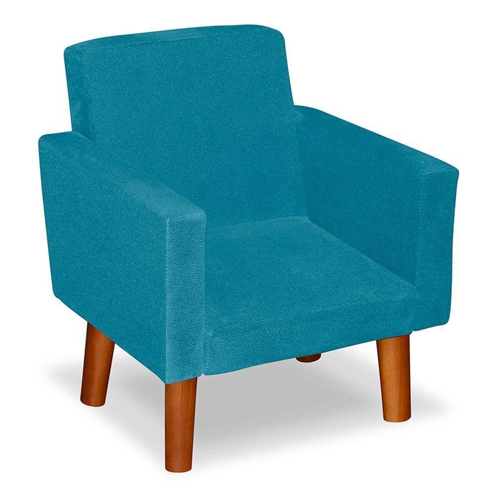 Mini Poltrona Decorativa Infantil Nina Suede - Lm Decor Azul Claro