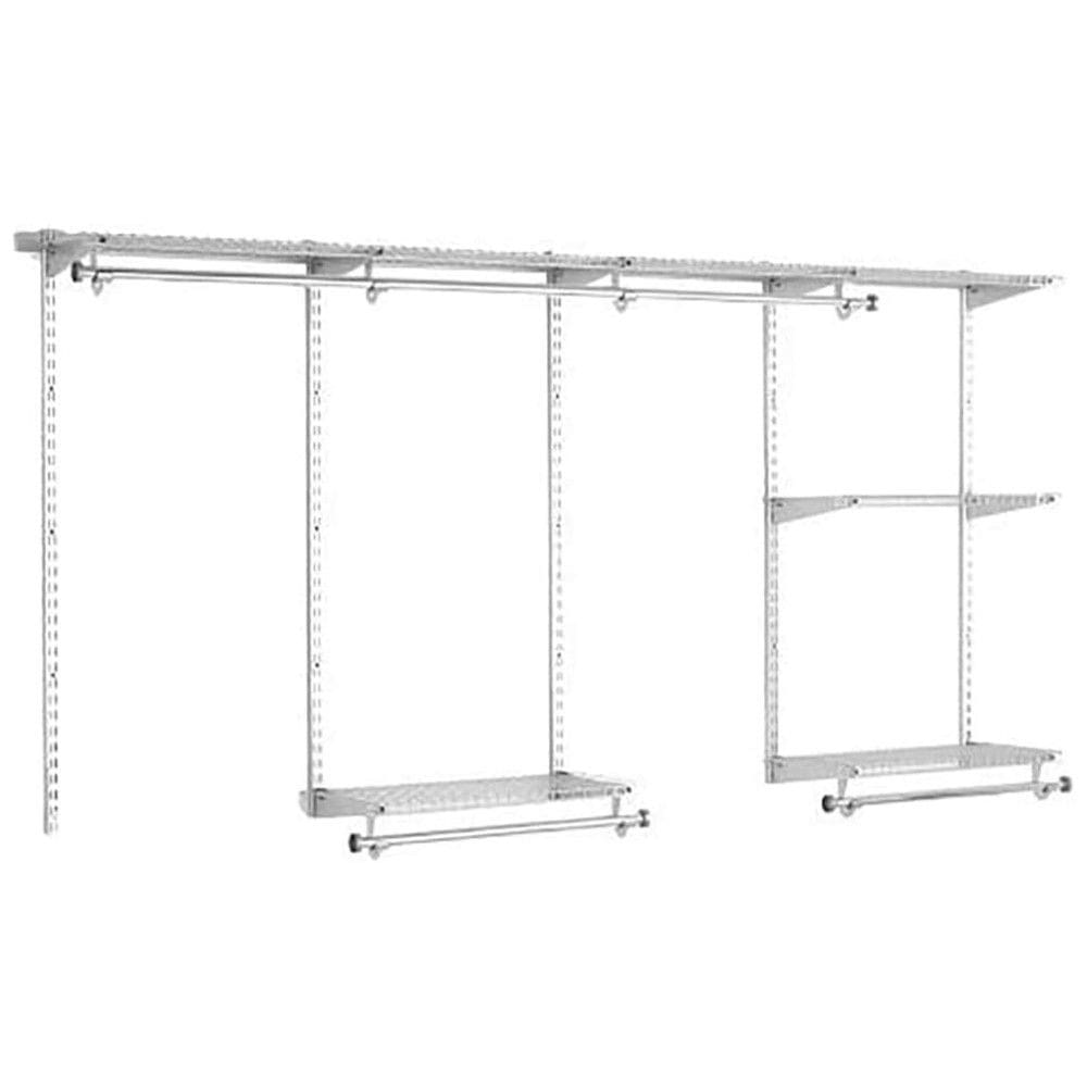 Kit Closet Aramado 2,4 Metros com Prateleiras Expansíveis e Hastes Telescópicas Personalizável Rubbermaid Prata