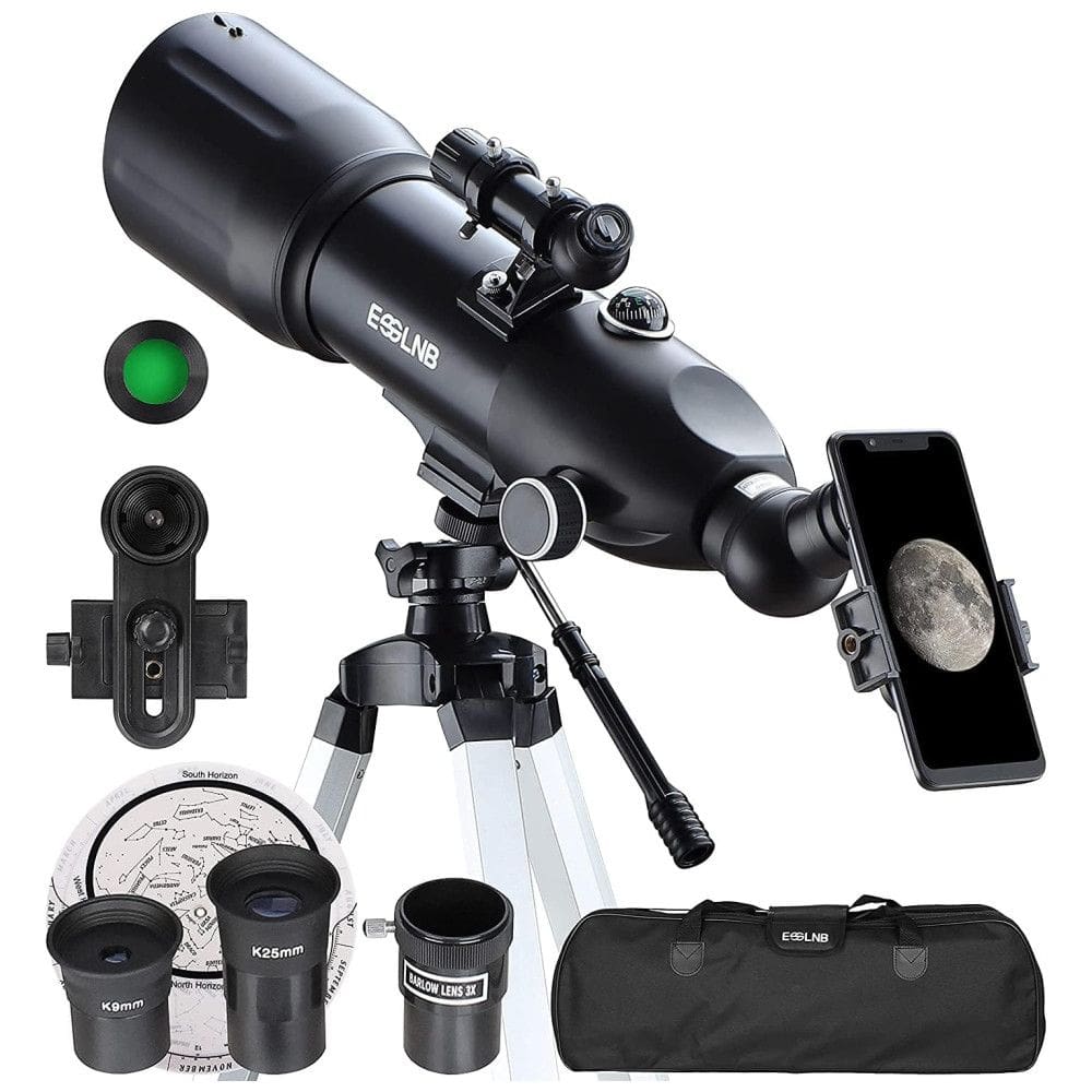 Telescópio Astronômico 5x20 com Tripé e Bolsa para Transporte, ESSLNB 40080, Preto