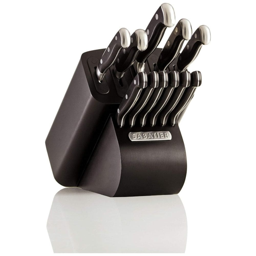 Conjunto de faca de rebite triplo forjado de 12 peças, preta, SABATIER 5192297, Preto