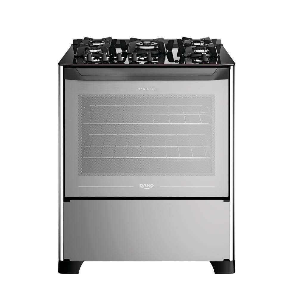 Fogão 5 Bocas Dako Magister Style Mesa de Vidro Preto Bivolt