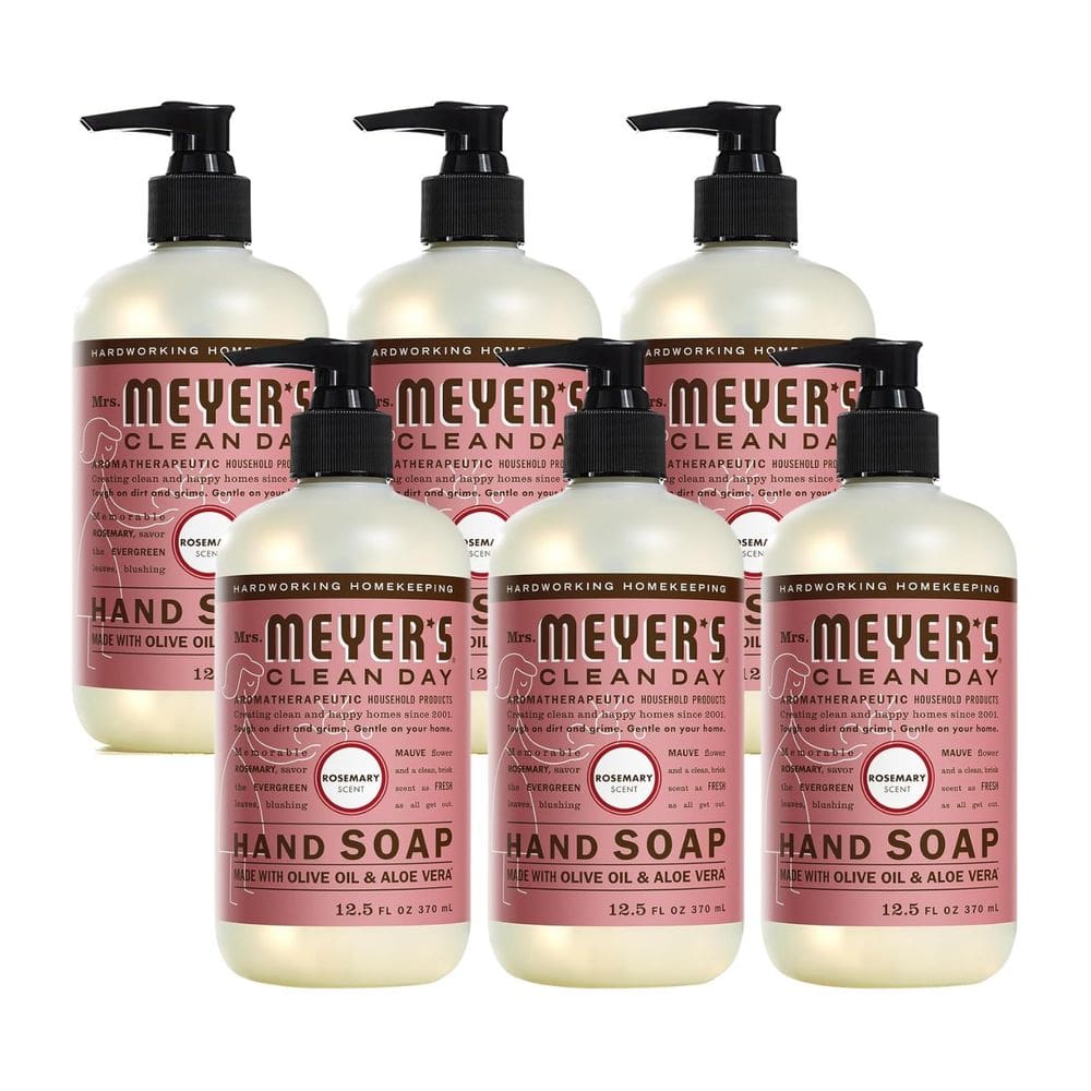 Sabonete para mãos Mrs. Meyer`s Rosemary Scent 370 ml, pacote com 6