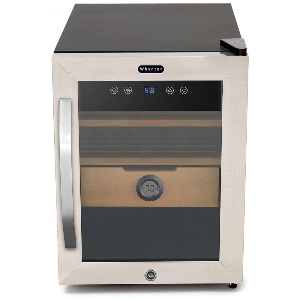 Umidor Elétrico para Charutos 250 Unidades com Prateleiras e Higrômetro, 110 Volts, Whynter CHC123DS, Marrom e Preto