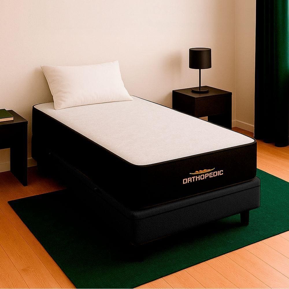 Cama Box Baú Solteirão Preto E Colchão Orthopedic D33 Vstore