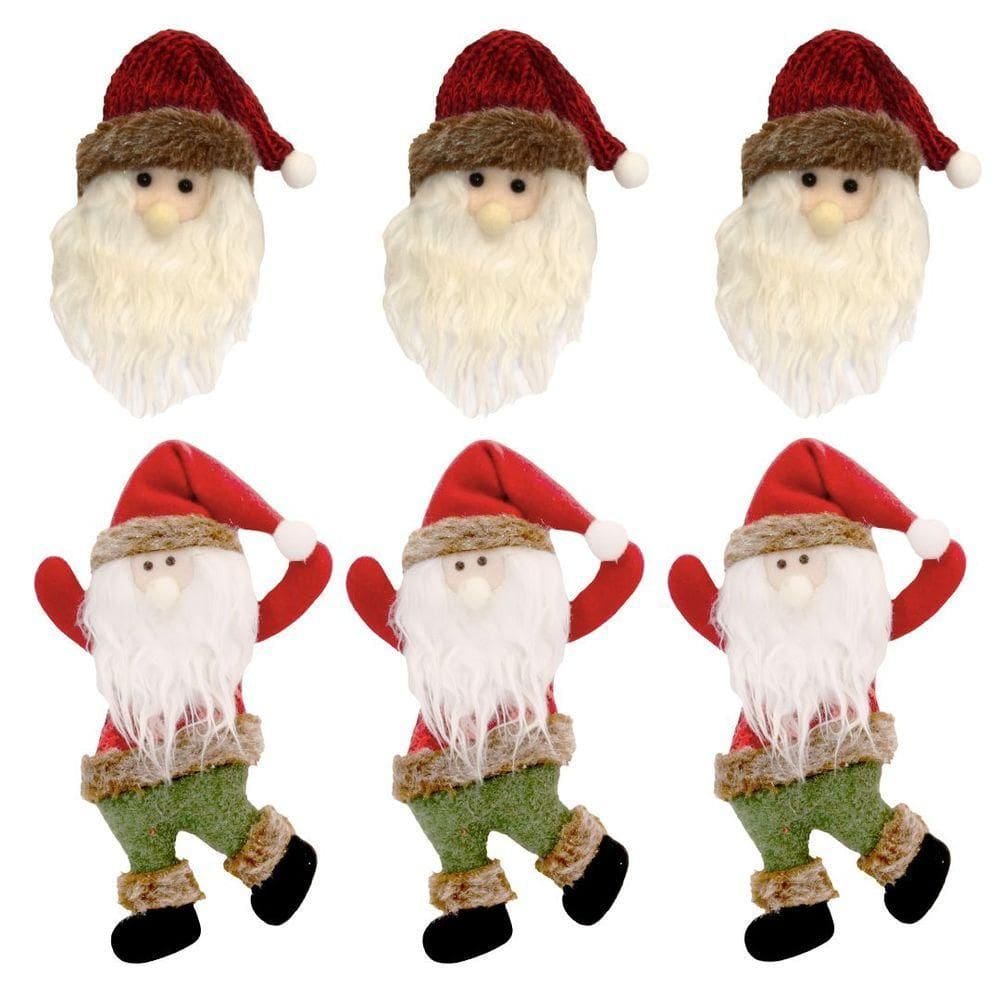 Kit 6 Pelúcias Pendentes Papai Noel Scotch E Carinha Natal Vermelho E Verde 22cm - Magizi