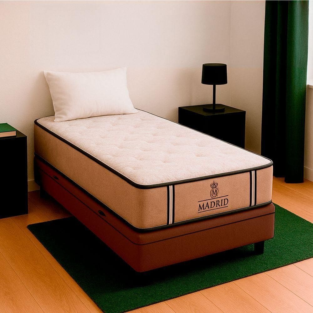 Cama Box Baú Solteiro E Colchão Madrid Molas V-store Cor:marrom
