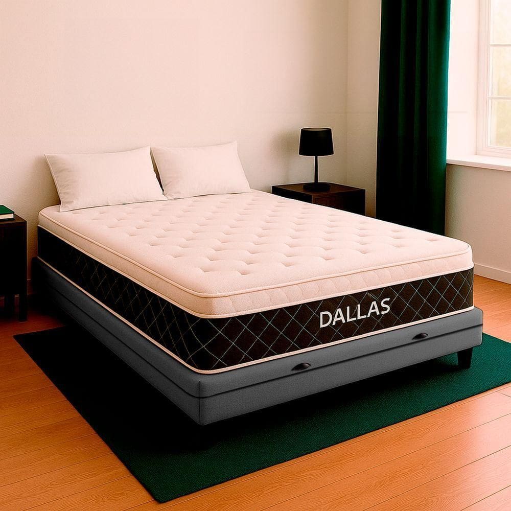 Cama Box Casal E Colchão Dallas Molas V-store 138x188x20 Cor:cinza