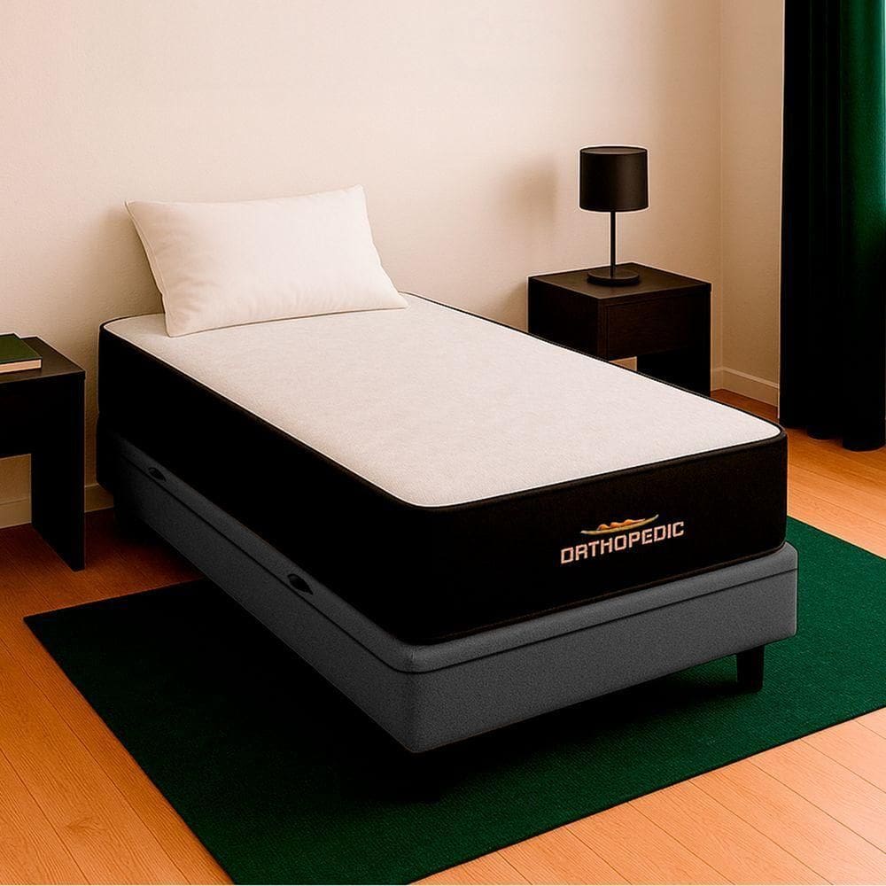 Cama Box Baú Cinza E Colchão Orthopedic D33 Vstore 78x188x30
