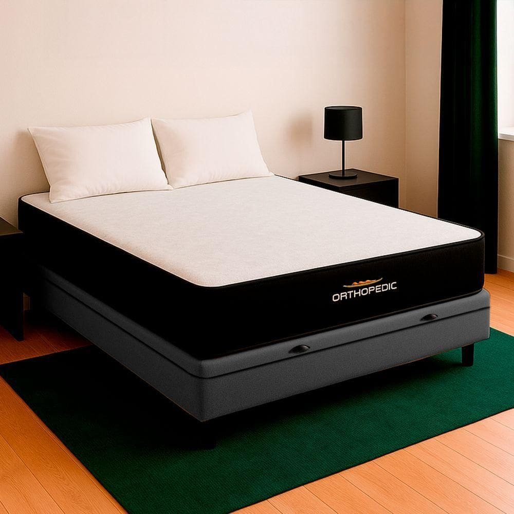 Cama Box Baú Casal E Colchão Orthopedic D33 V-store Cor:cinza