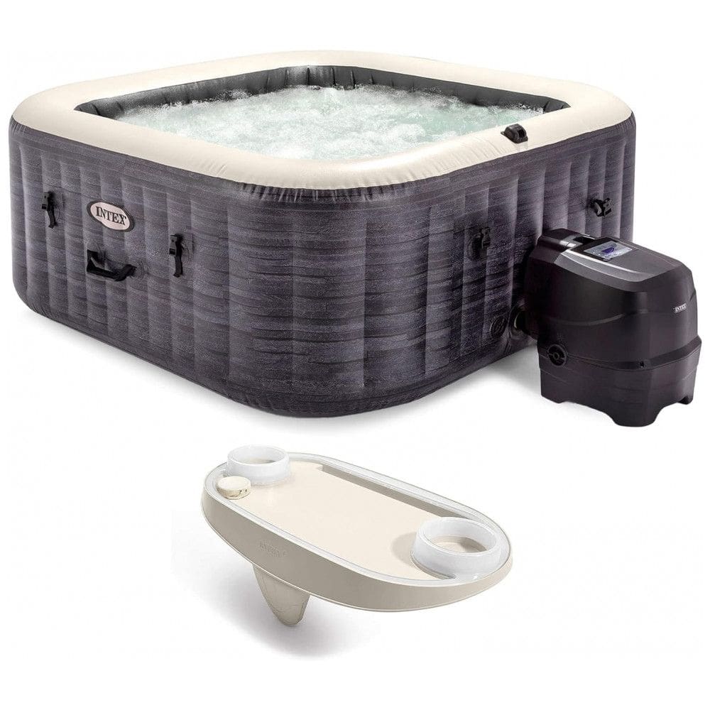 Spa Inflável Hidromassagem para 4 Pessoas com Supote para Celular e Tablet, Intex 28449EP, Cinza