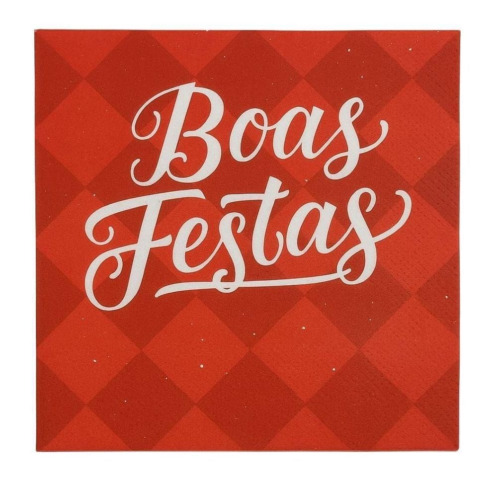 Guardanapo De Natal Estampado Boas Festas 33x33cm Folha Dupla Prime Pacote 20 Unidades