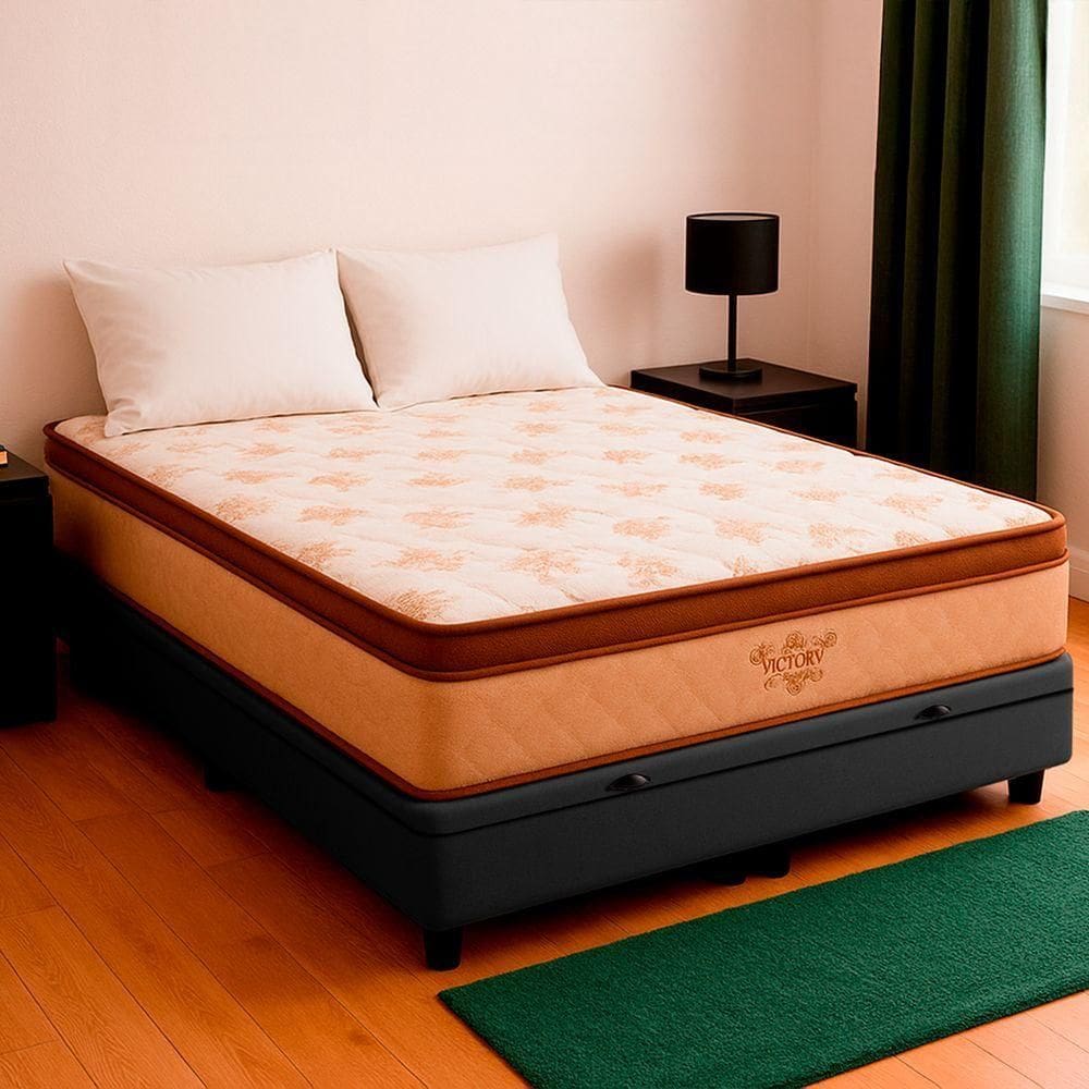 Cama Box Baú Casal Cinza E Colchão Four Season Molas Vstore