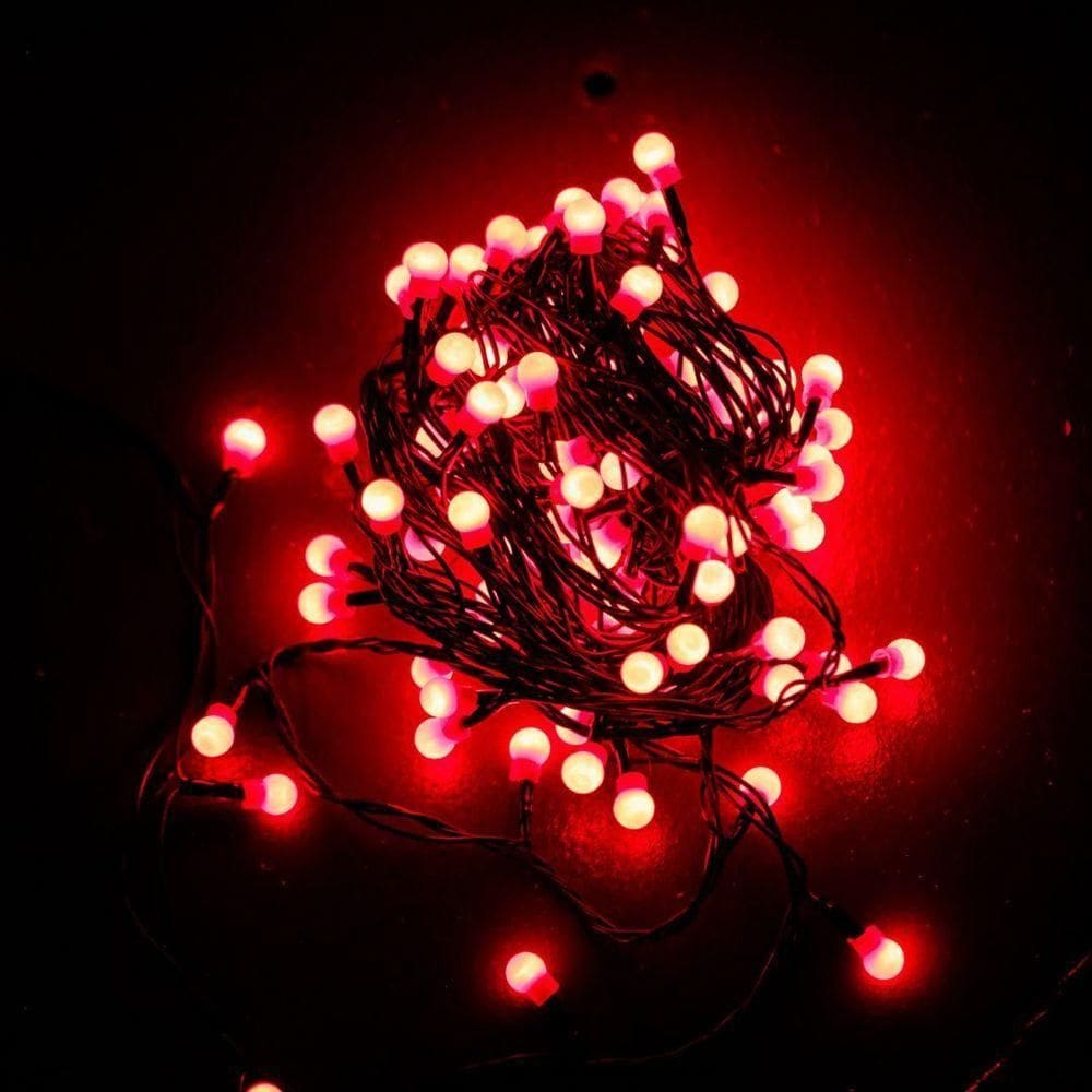 Pisca Sequencial Cerejinha Natal Led Vermelho 100 Lâmpadas 127v 8 Funções