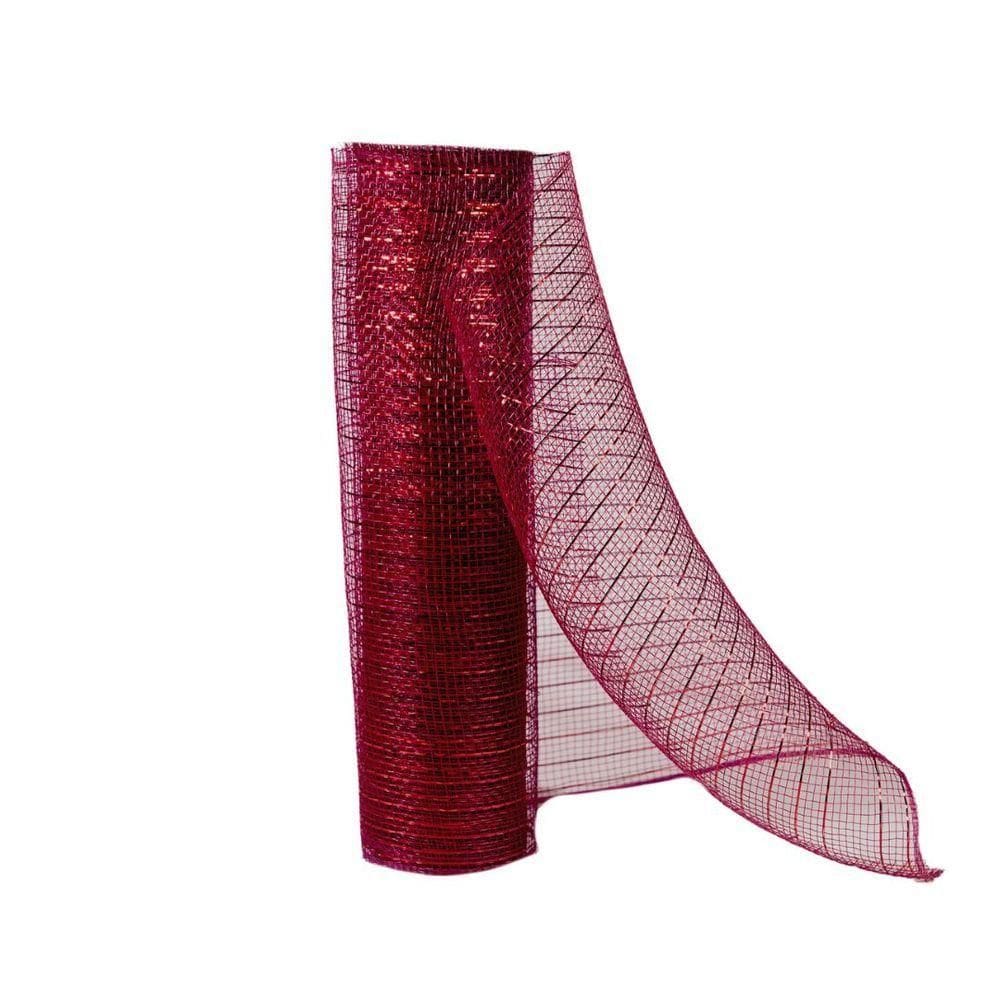 Tela Decorativa Natal Malha Tule Trançado Vinho Bordô 25cm X 5 Metros - Magizi