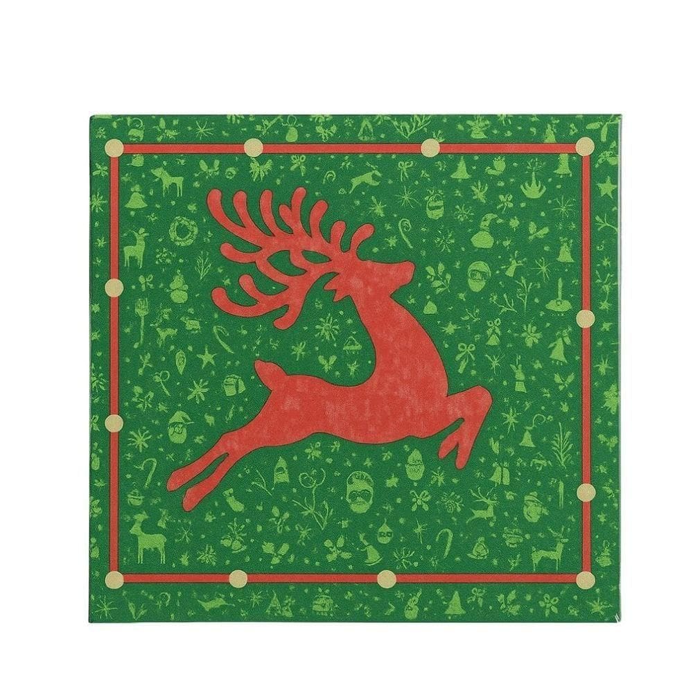 Guardanapo De Natal Estampado Rena Verde E Vermelho 33x33cm Folha Dupla Prime Pacote 20 Unidades