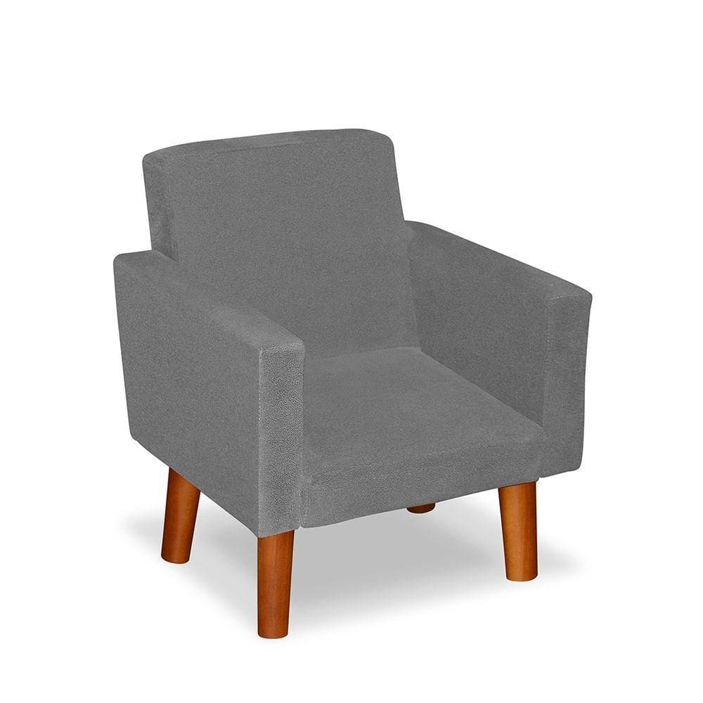 Mini Poltrona Decorativa Infantil Nina Suede Cinza Claro - Lm Decor
