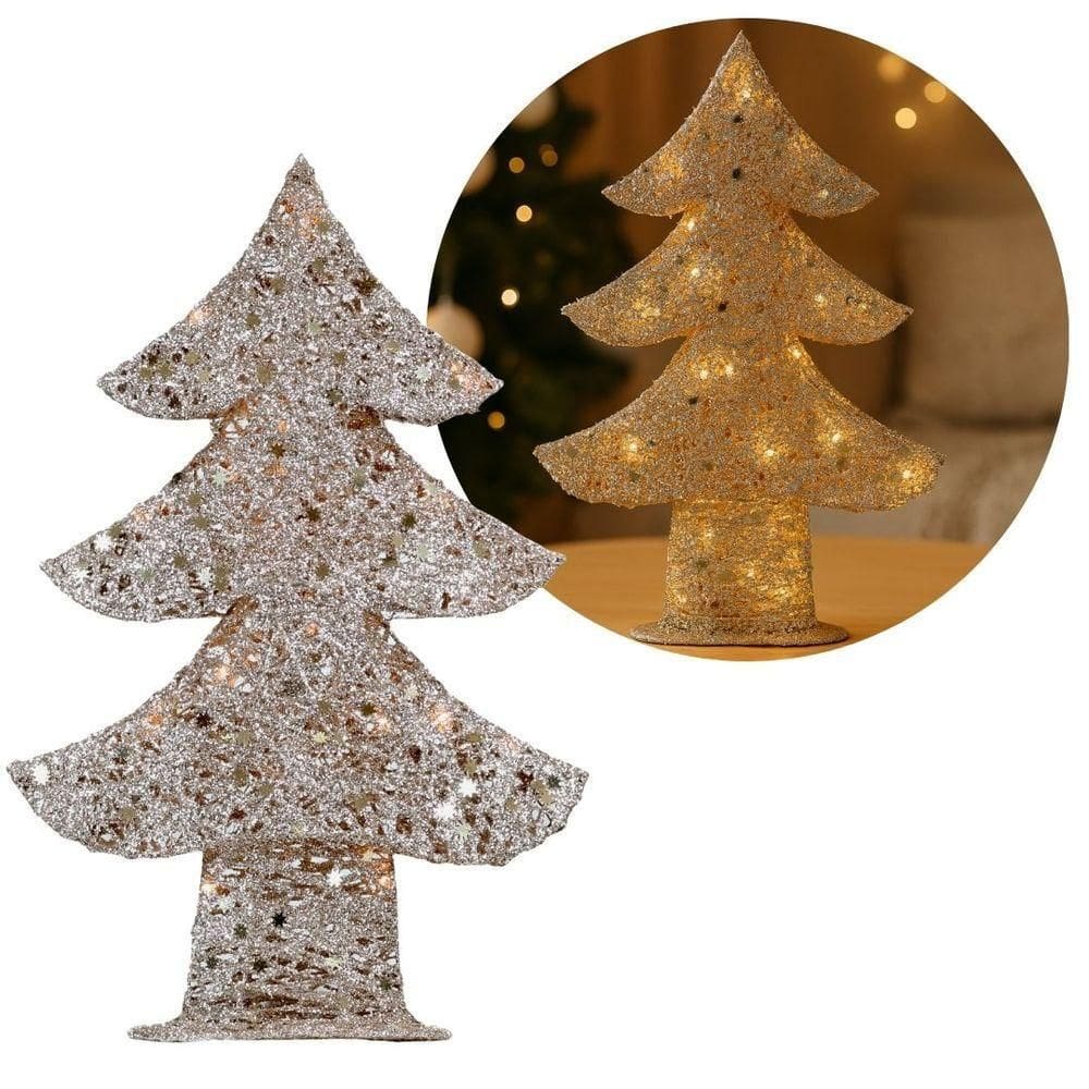 Árvore Aramada Champanhe Cotton 45cm Iluminada Led 15 Lâmpadas - Magizi