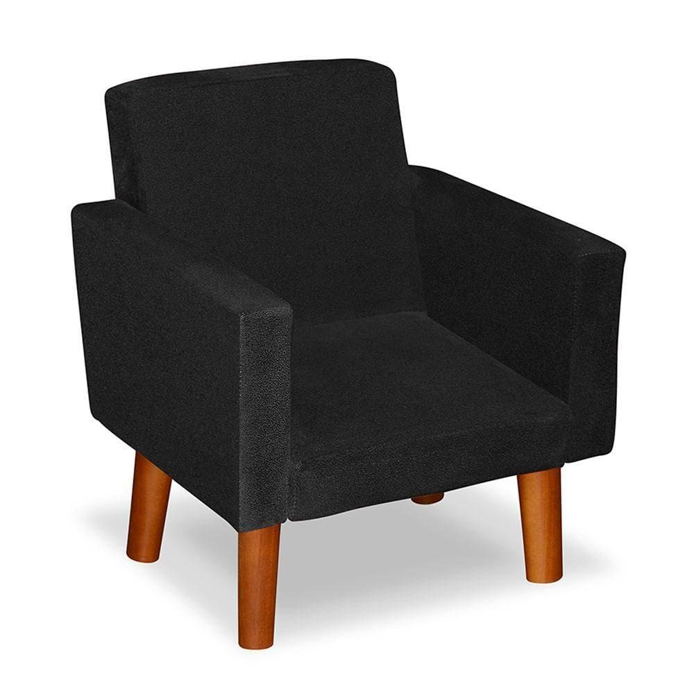 Mini Poltrona Decorativa Infantil Nina Suede Preto - Lm Decor