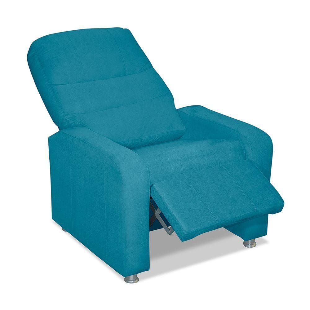 Poltrona Decorativa Do Papai Reclinável Confortável Suede Azul Claro - Lm Decor