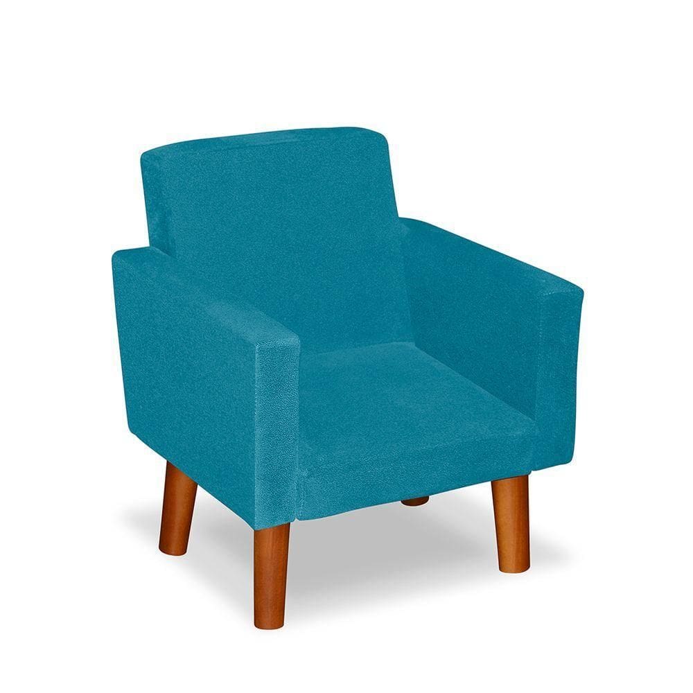 Mini Poltrona Decorativa Infantil Nina Suede Azul Claro - Lm Decor