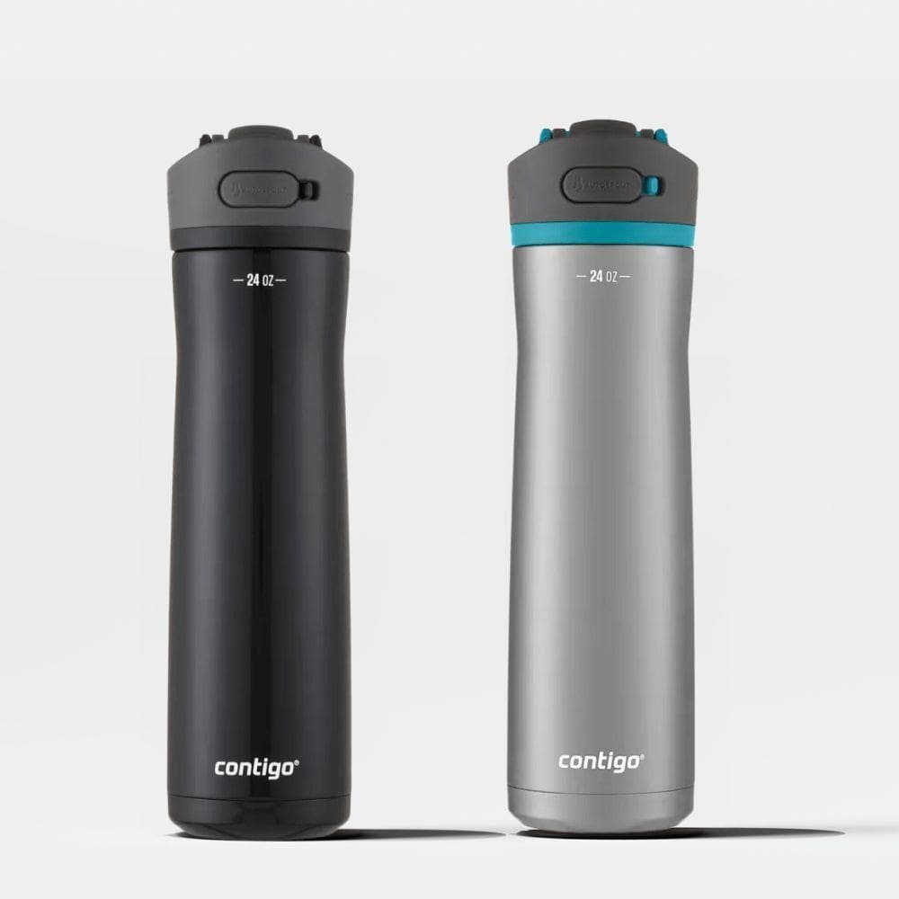 Kit Com 2 Garrafas Térmicas Ashland Chill Autospout® Black E Azul Contigo | 709ml
