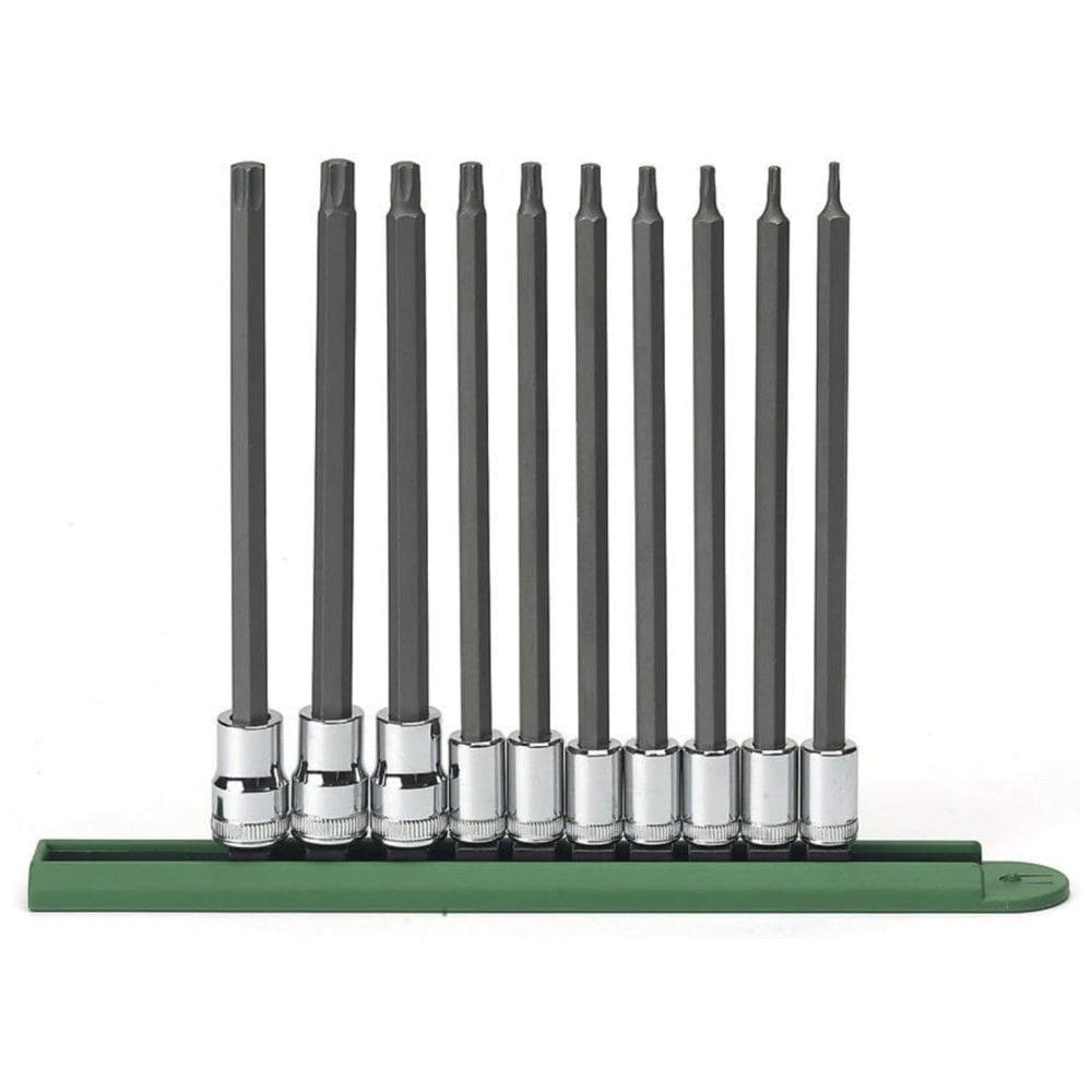 Ferramenta Automotiva Conjunto de Torx Longo 10 Peças Chave de Engrenagem T8 T50, APEX TOOL GROUP 80588, Cinza