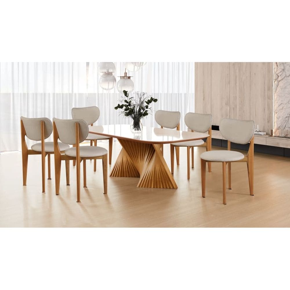 Sala de Jantar Madeira Maciça 6 Cad 1,8x0,9 Narciso Harmonia