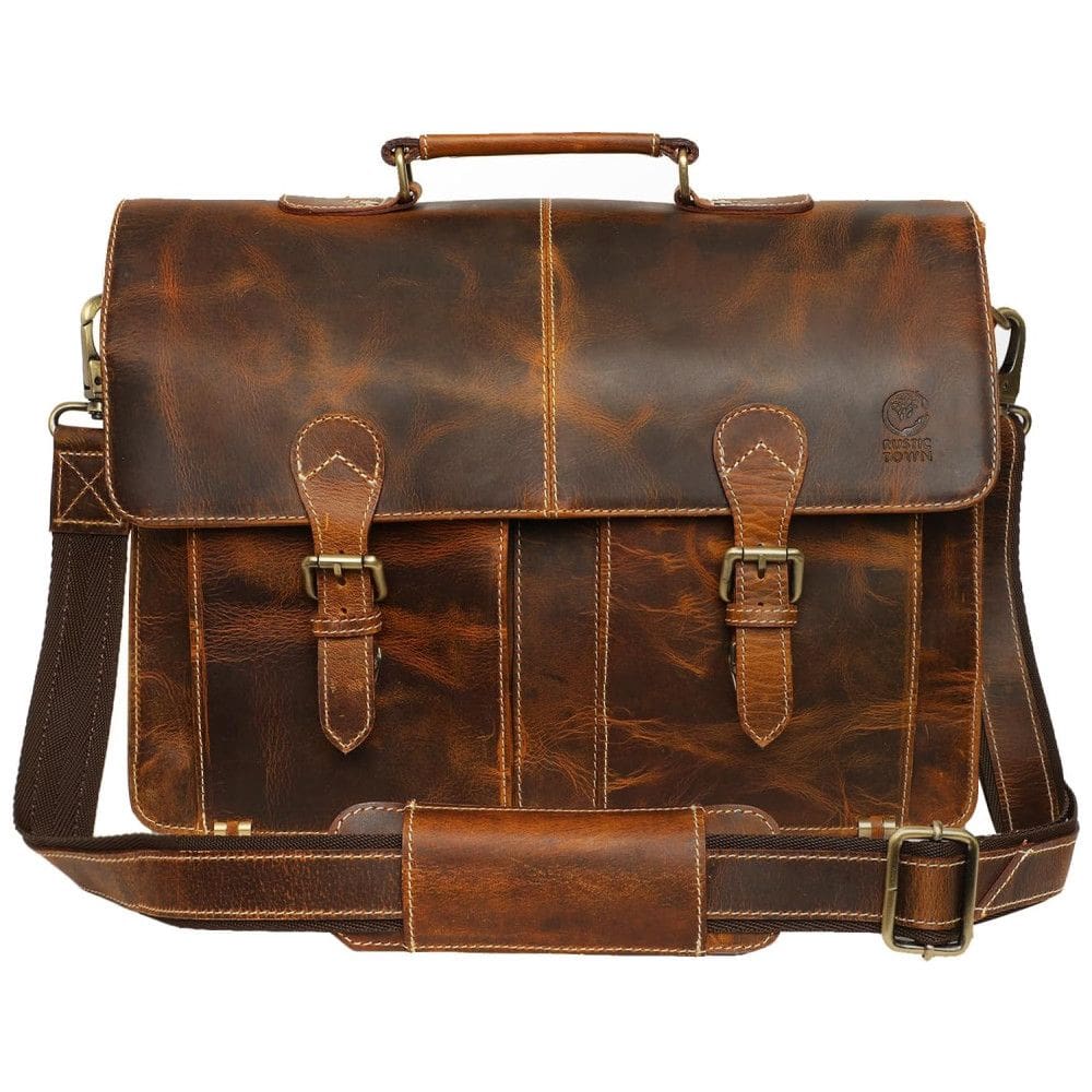 Rustic Town Bolsa, Maleta de Couro para Laptop Masculino
