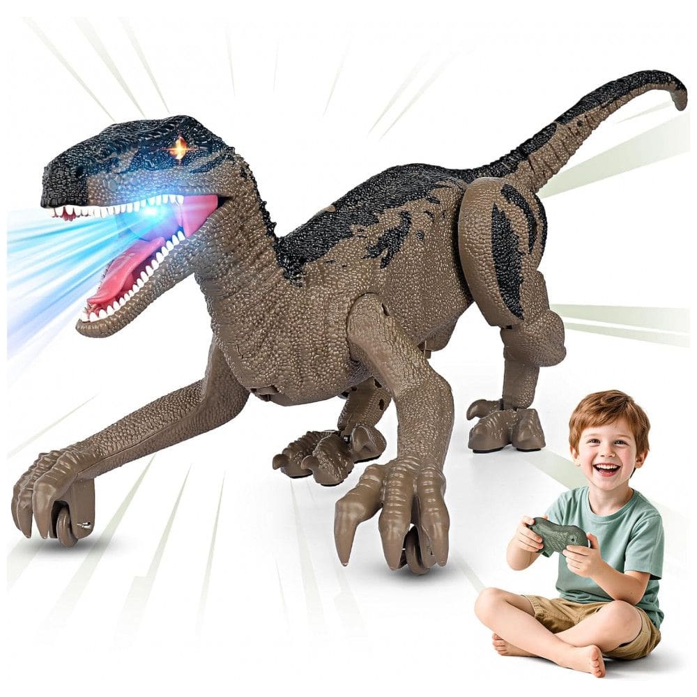 Brinquedo de Dinossauro para Crianças - Controle Remoto 2.4GHz com Andar, Sons Realistas e Modo Demonstração - Rcfunkid