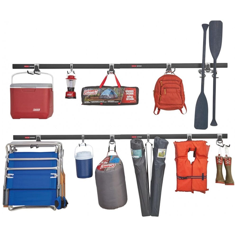 Kit Organizadores de Parede para Garagem 4 Trilhos e 11 Ganchos Rubbermaid