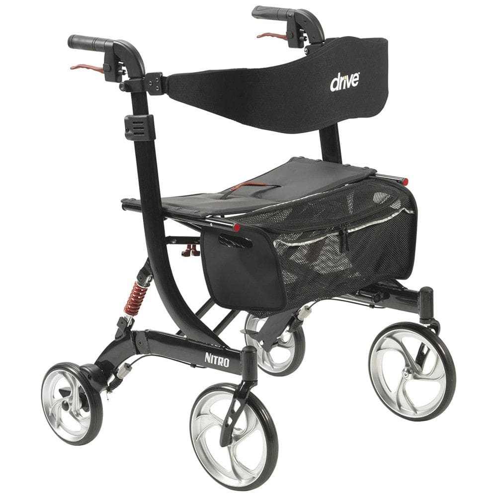 Andador para Idosos e Adultos com Assento, até 200 Quilos, Drive Medical 10266HD, Preto
