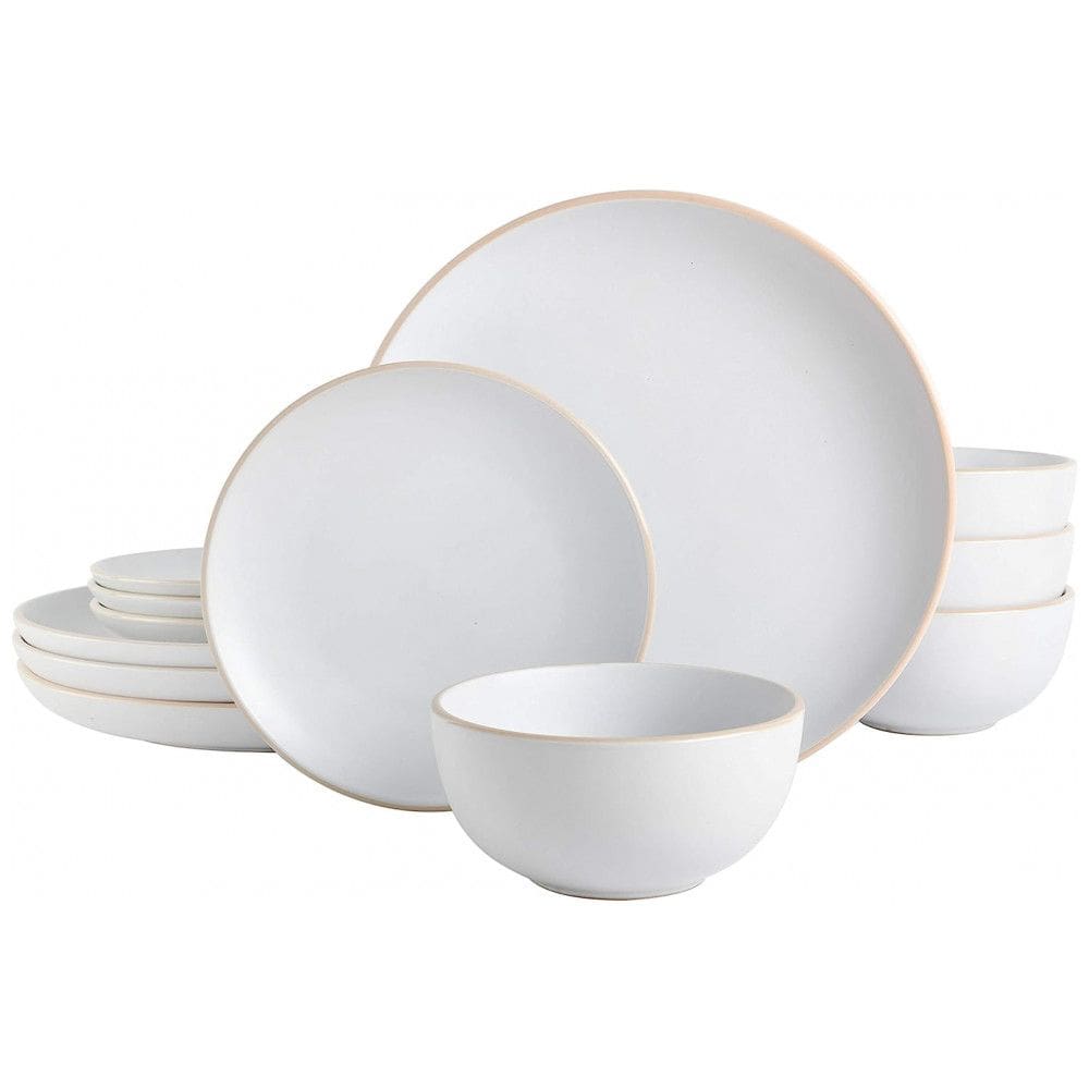 Aparelho de Jantar com 12 Peças em Cerâmica Serve 4 Pessoas, Gibson Home Rockaway, Branco