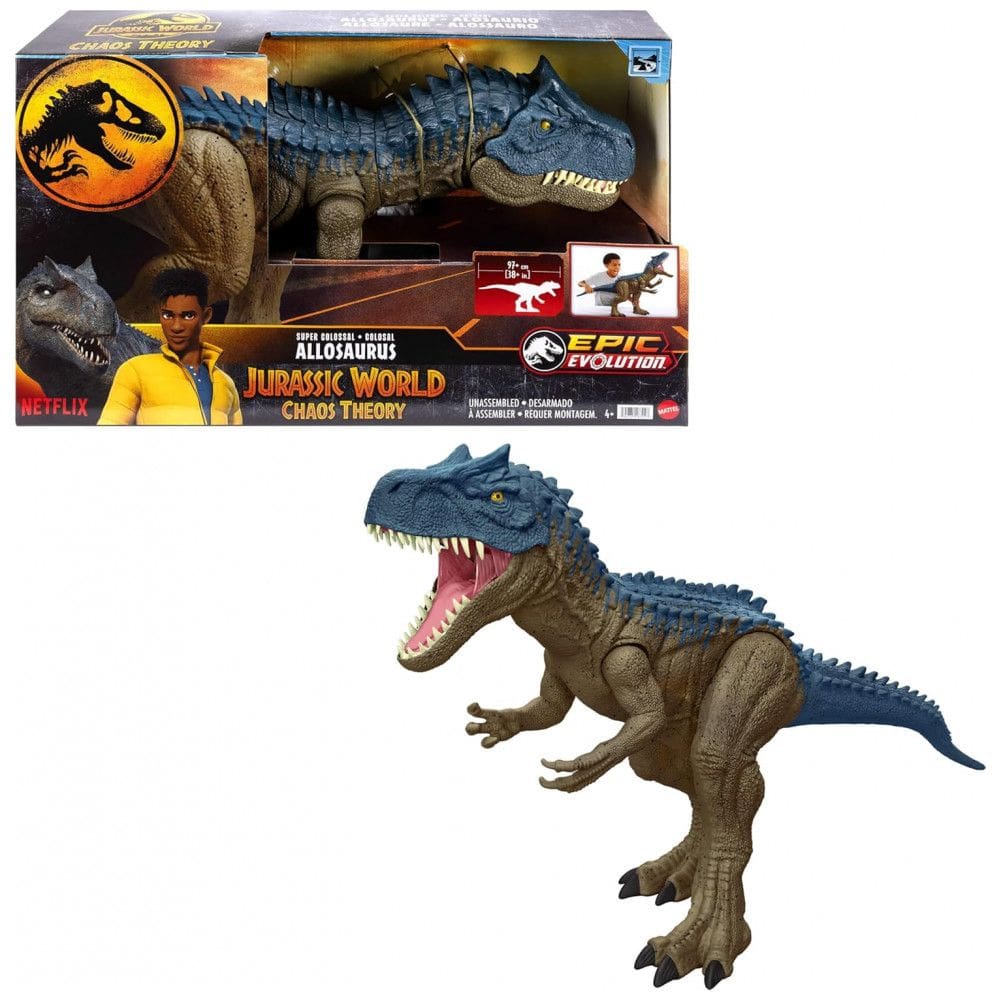 Mattel Jurassic World Super Colossal Allosaurus Action Figure, Dinossauro Extra Grande com 96cm de Comprimento, Pode Engolir 20 Mini