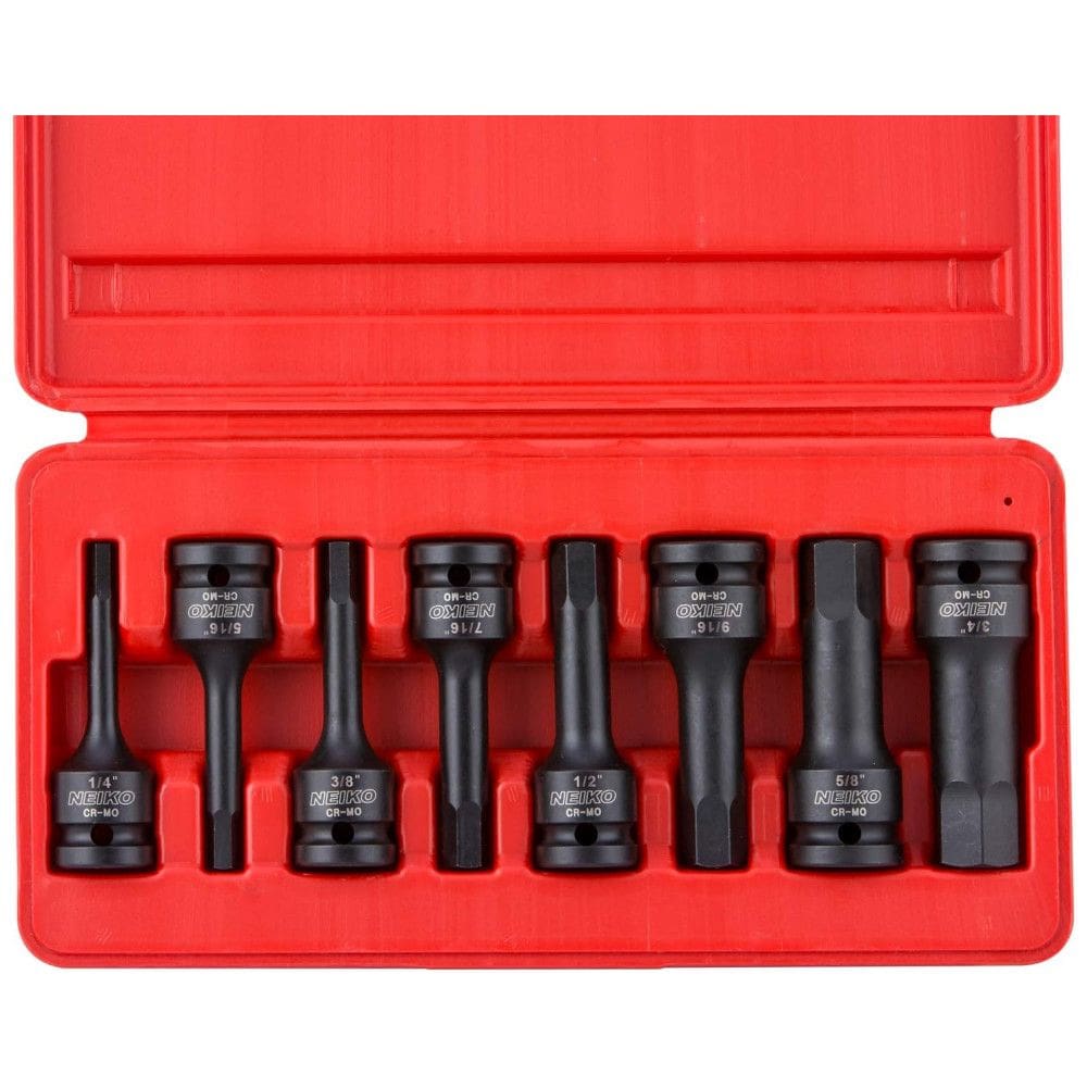Ferramenta Automotiva Conjunto Soquetes Allen 1, 2 Hexagonal SAE a 8 Peças Cr Mo, NEIKO 01137B, Vermelho