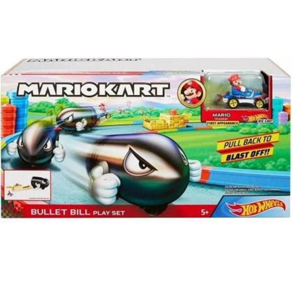 Pista hot wheels Carro com Lançador Mario Kart Bullet Bill - Mattel - gky54