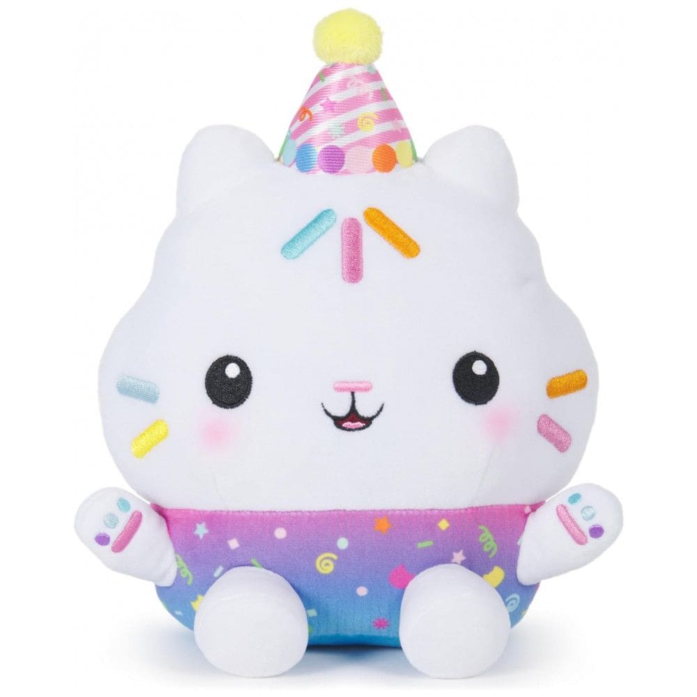 Gabby`s Dollhouse Celebrações, Pelúcia Cakey Cat Festa de Confeitos, Animal de Pelúcia Interativo de 25cm com Sons, Brinquedo para Meninas