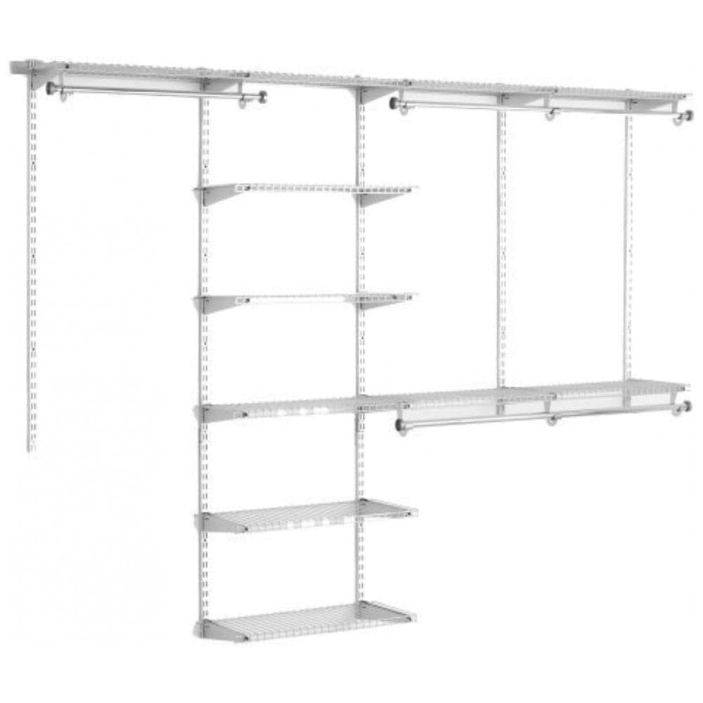 Kit Closet Aramado 1 a 4 Metros com Prateleiras Expansíveis e Hastes Telescópicas Personalizável Rubbermaid em Titânio