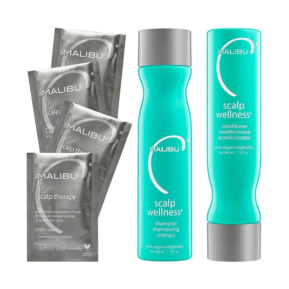 Conjunto de cuidados com o cabelo Malibu C Scalp Wellness com remédio para couro cabeludo e shampoo