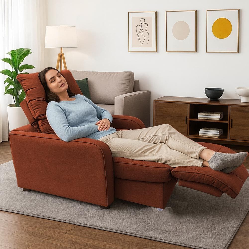 Poltrona Retratil Reclinavel Rodape Regulavel Amamentação Azera TerraCota