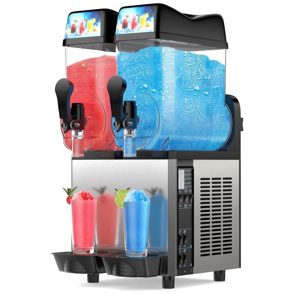 Máquina de Raspadinha Comercial de 30 Litros Mojgar, Controle de Temperatura Independente em 2 Tanques, Preparo de Bebidas Geladas em 545