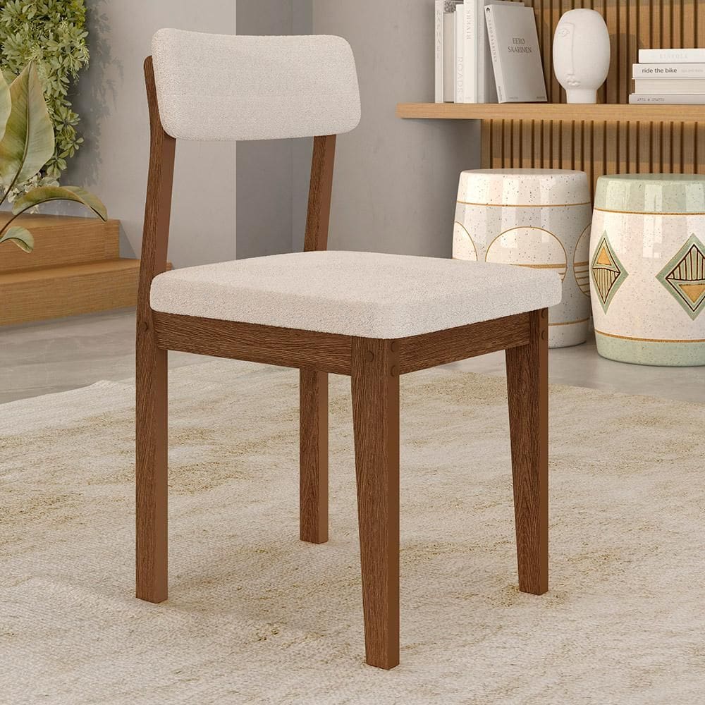 Kit 2 Cadeiras Em Mdf Estofadas Utah Freijó/bouclé Off - M.a