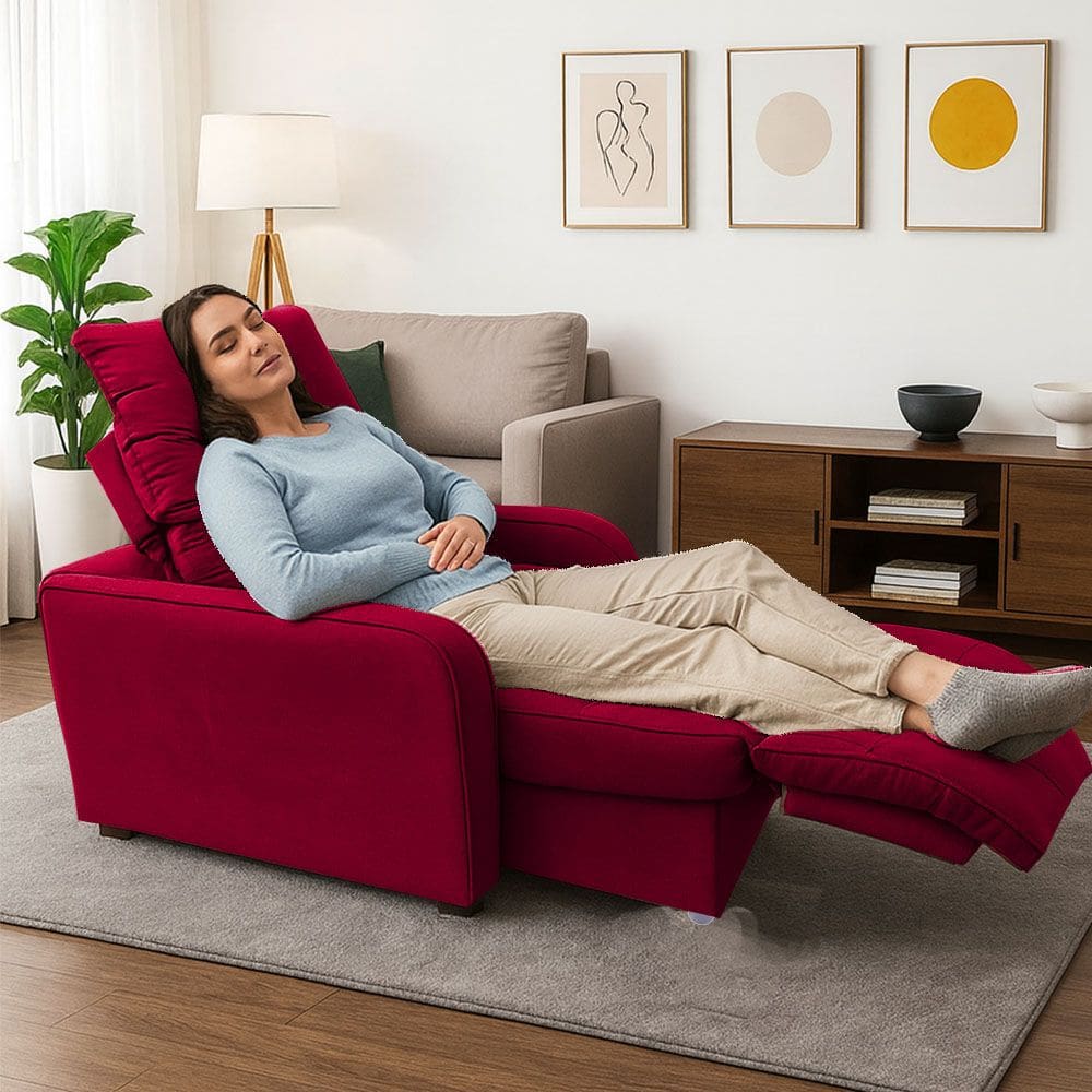 Poltrona Retratil Reclinavel Rodape Regulavel Amamentação Azera Vermelho