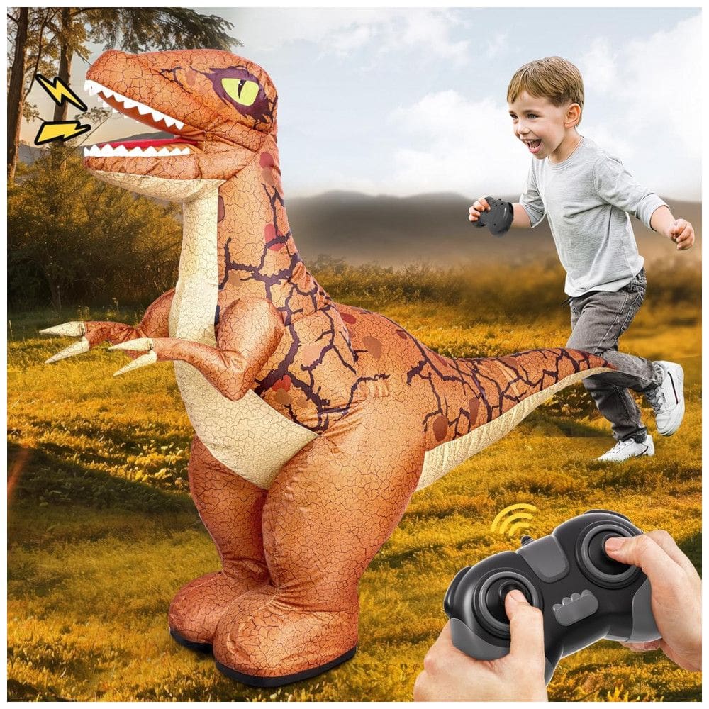 Brinquedo de Dinossauro Inflável Controlado por Controle Remoto 2.4GHz para Crianças, Dinossauro Elétrico com Som 360º, Andando