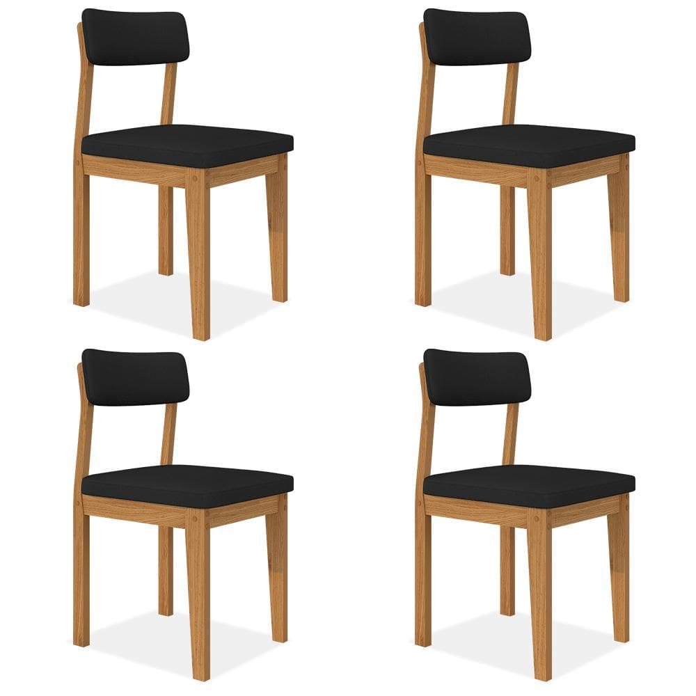 Conjunto Com 4 Cadeiras Estofadas Utah Cinamomo/s.preto - M.a