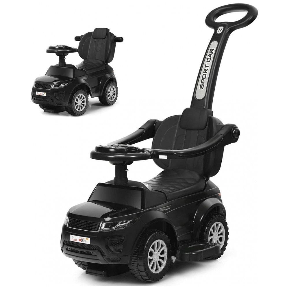 Carrinho de Passeio Infantil 3 em 1 com Buzina, Música, Luz e Proteção de Braço para Crianças de 1 a 3 Anos, Costzon, Preto