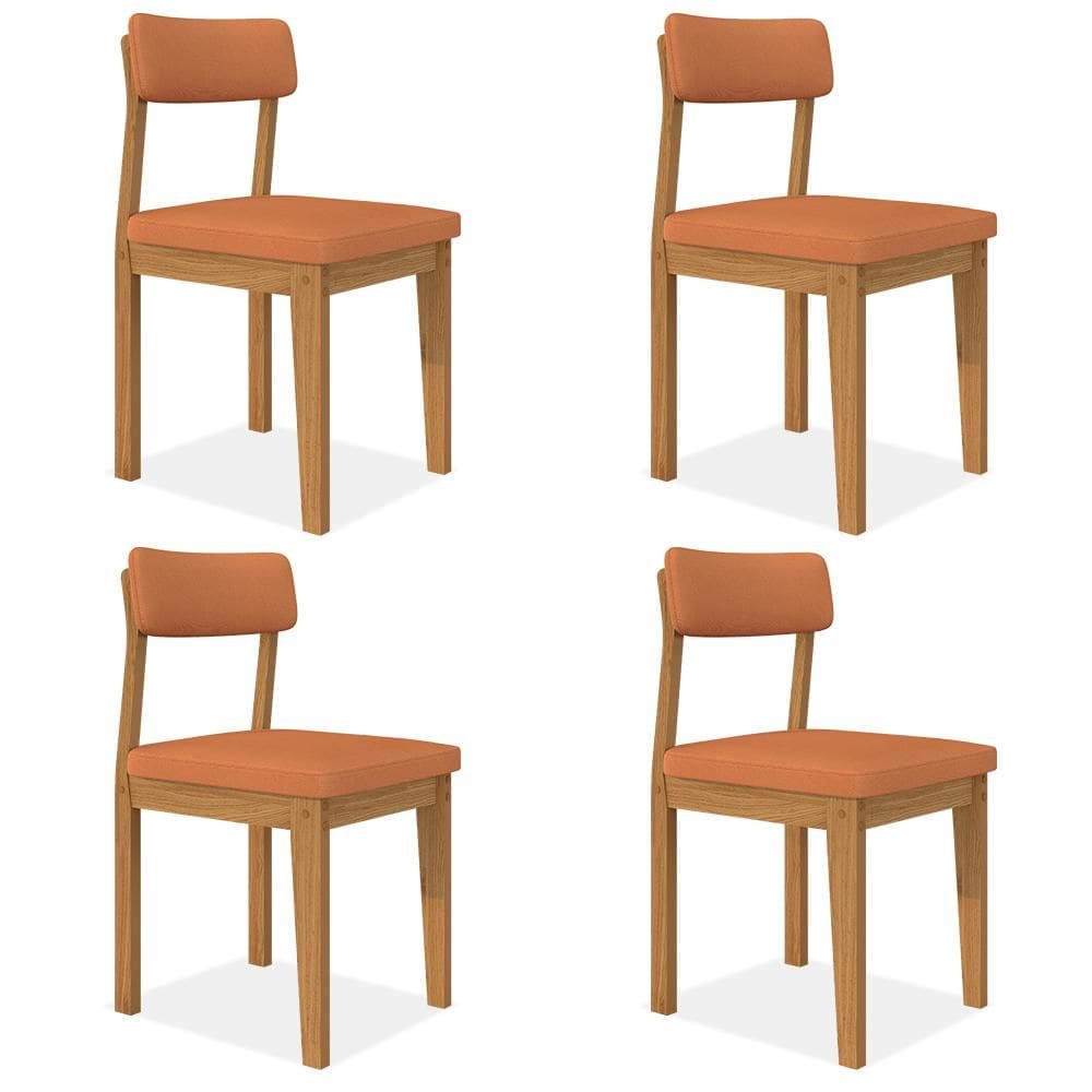 Conjunto Com 4 Cadeiras Estofadas Utah Cinamomo/s.terracota - M.a