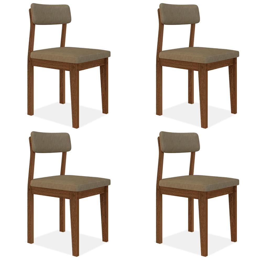Conjunto Com 4 Cadeiras Estofadas Utah Freijó/s.capuccino - M.a
