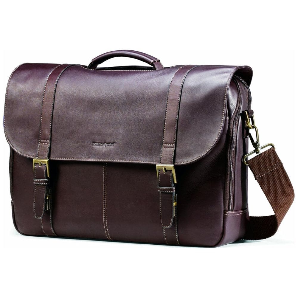 Bolsa Mensageiro de Couro Natural para Laptop, SAMSONITE 45798 1139, Marrom
