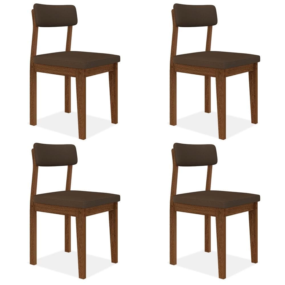 Conjunto Com 4 Cadeiras Estofadas Utah Freijó/s.marrom - M.a